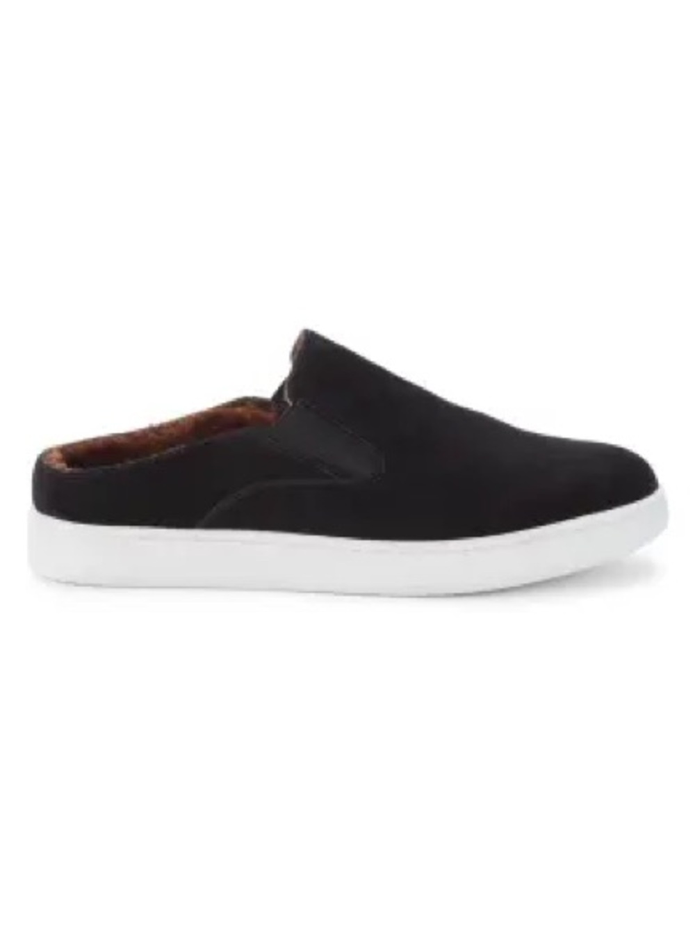 VINCE Shearling + Suede Backless Flats in Black Sz 37 / 7